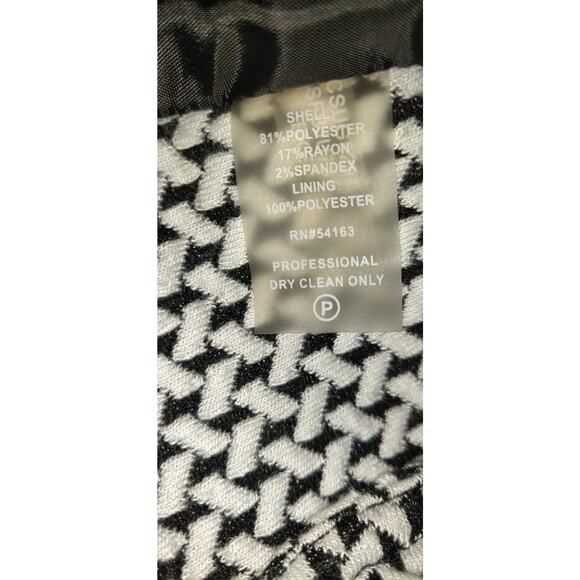Chevron Cardigan Black & White Blazer Jacket CALVIN KLEIN Ruffle Women's SIZE 4 - Picture 10 of 11